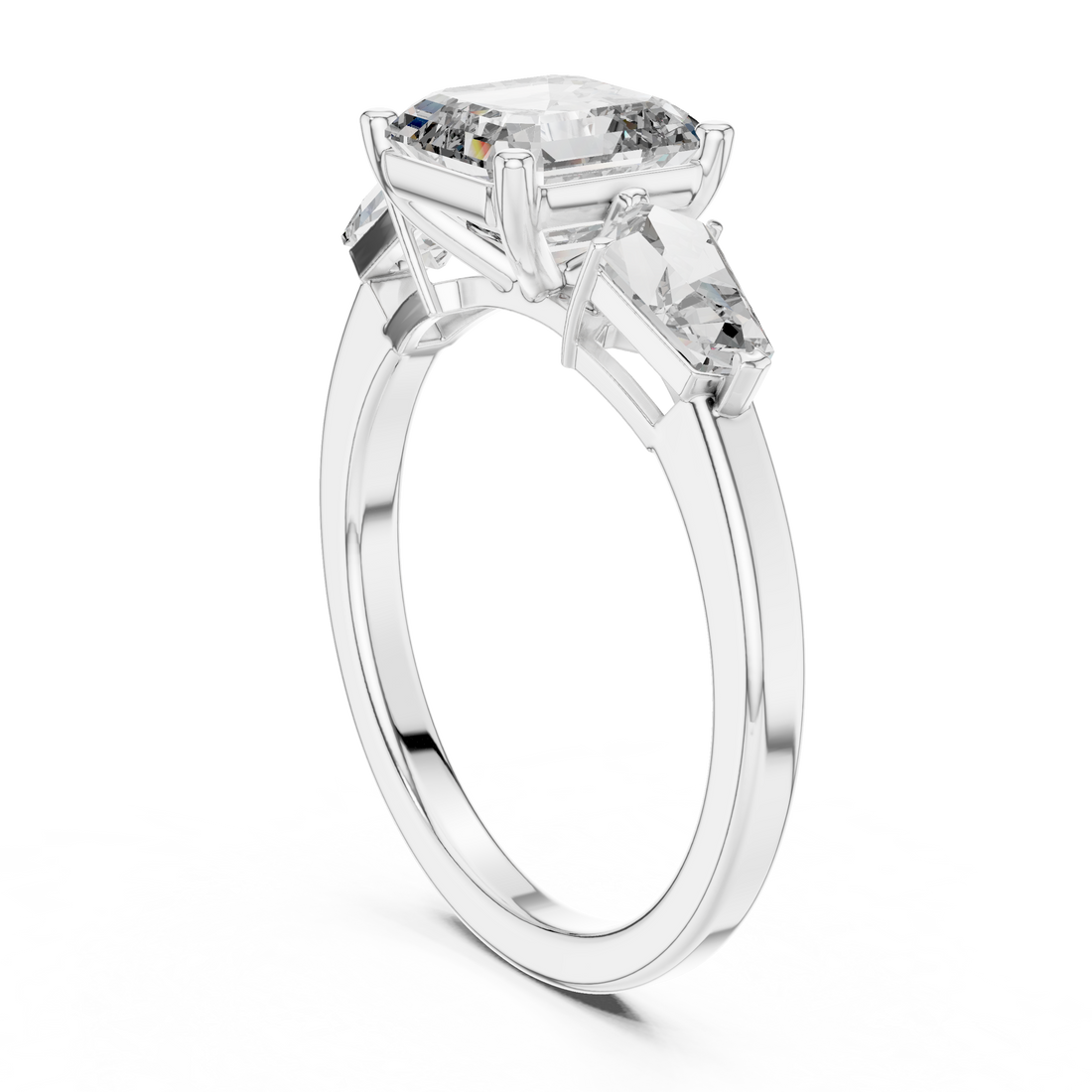 9#10034L_SS11 - Three Stone Asscher Ring - White Gold