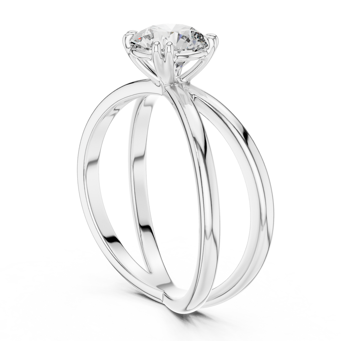 LR-0021 - Solitaire Round Ring - White Gold