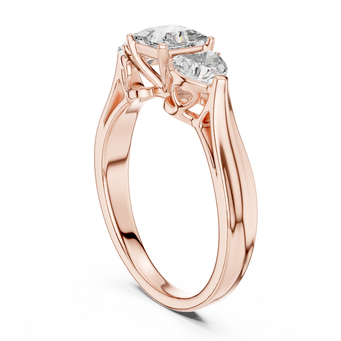 LR-0030 - Three Stone Princess Ring - White Gold