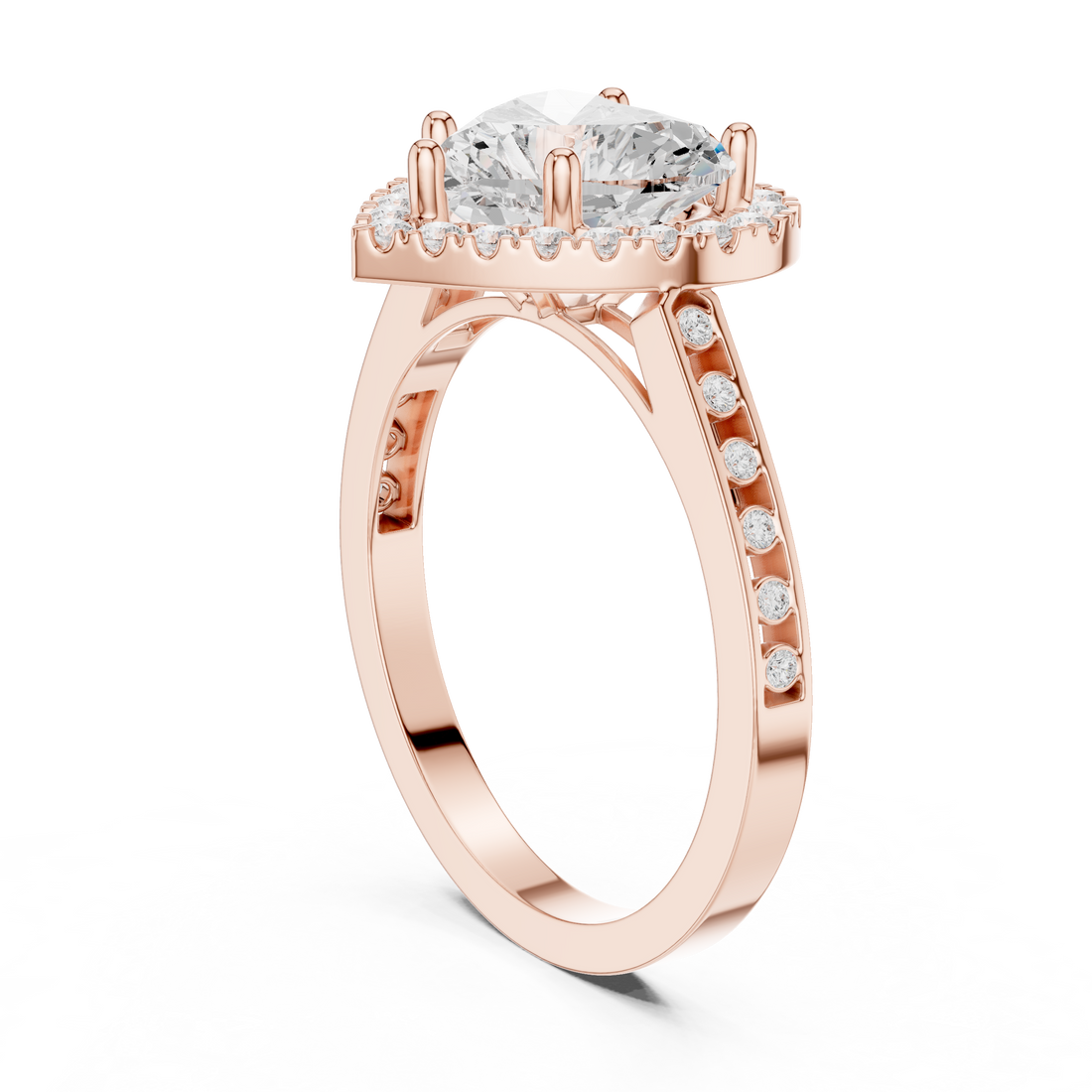 DDLR-349 HR - Halo Heart Ring - White Gold