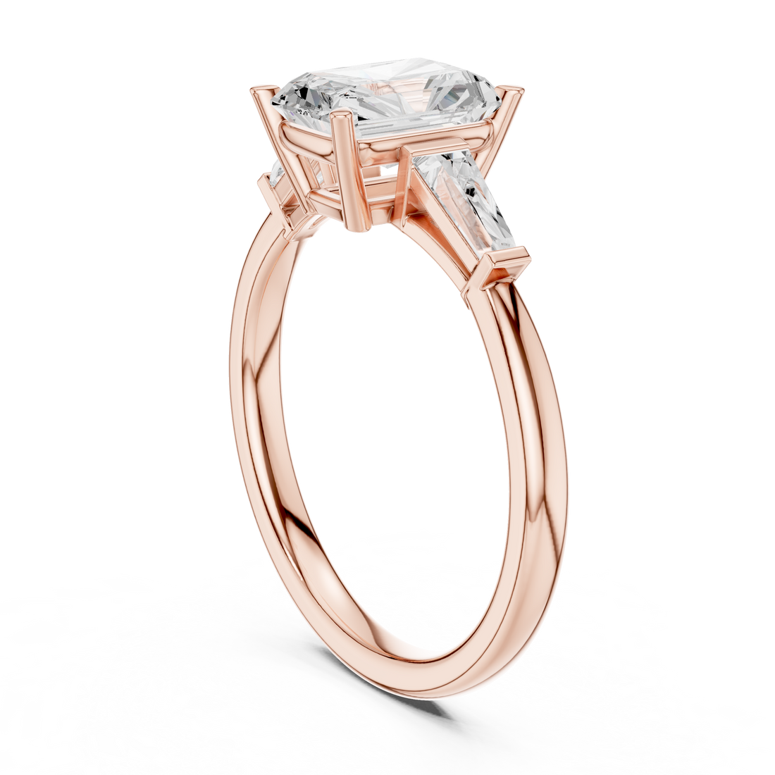 DDLR-1048 - Three Stone Radiant Ring - White Gold
