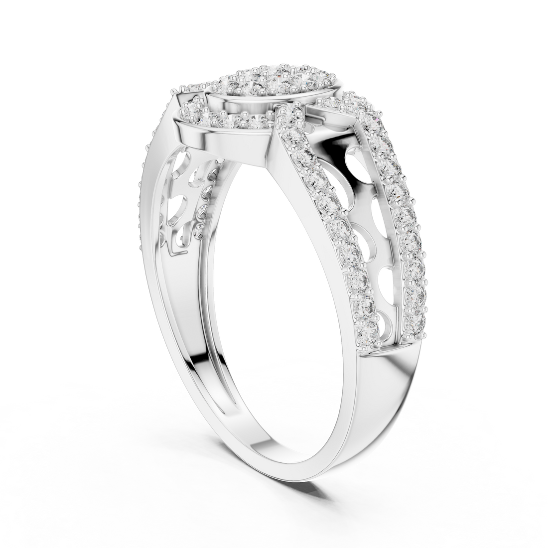 LR-01 (2) - Fashion Round Ring - White Gold