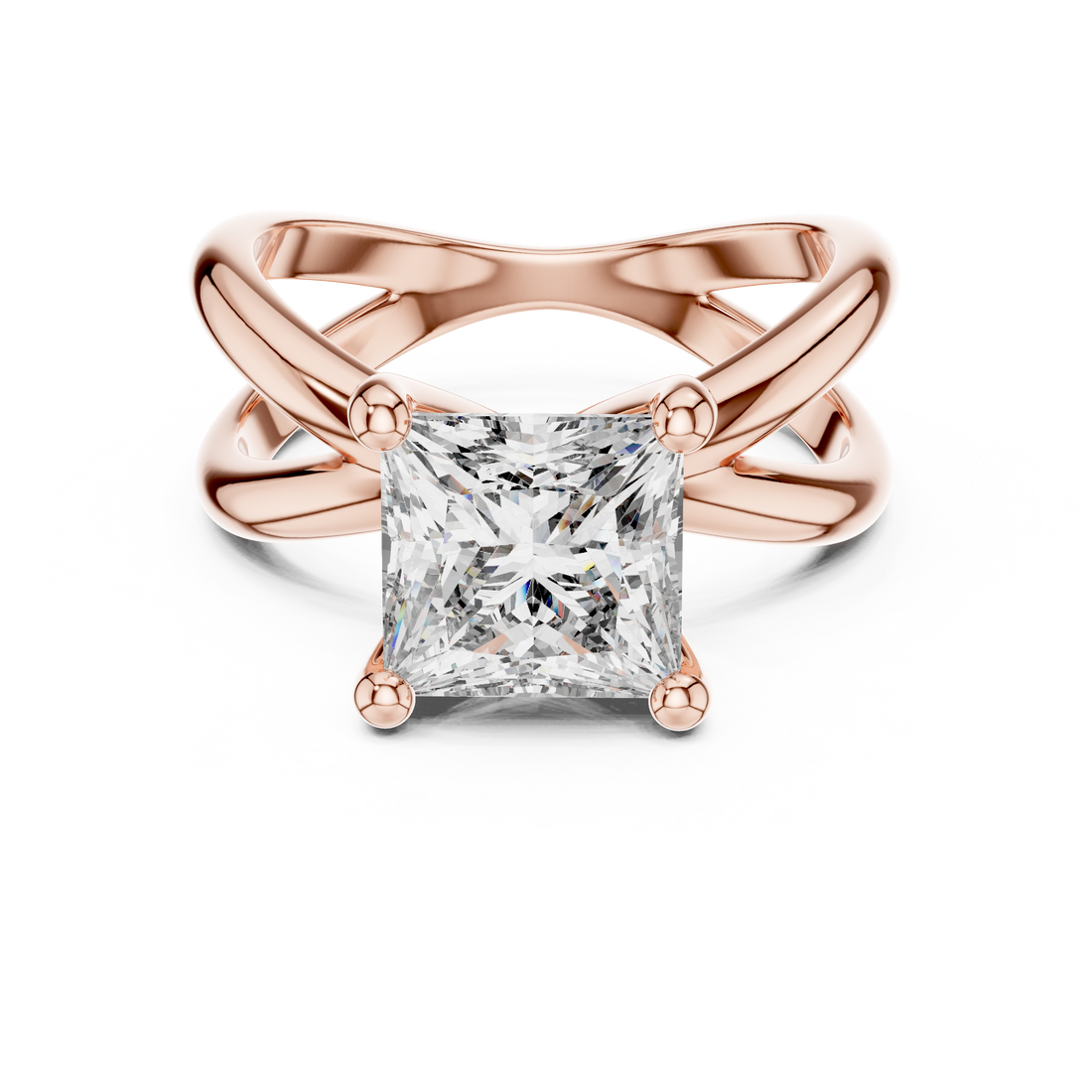 Split Shank Ring - Princess | DDLR-051 - Rose Gold