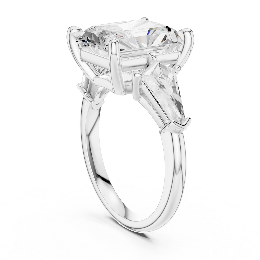 DDLR-288 - Three Stone Radiant Ring - White Gold