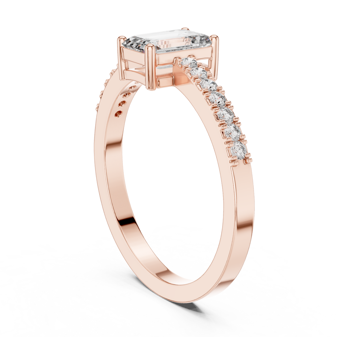 ALR-61 - Solitaire Emerald Ring - White Gold