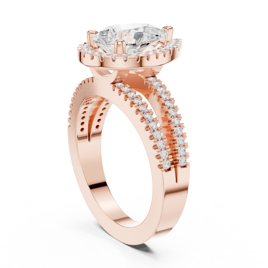 DDLR-350 - Halo Pear Ring - White Gold