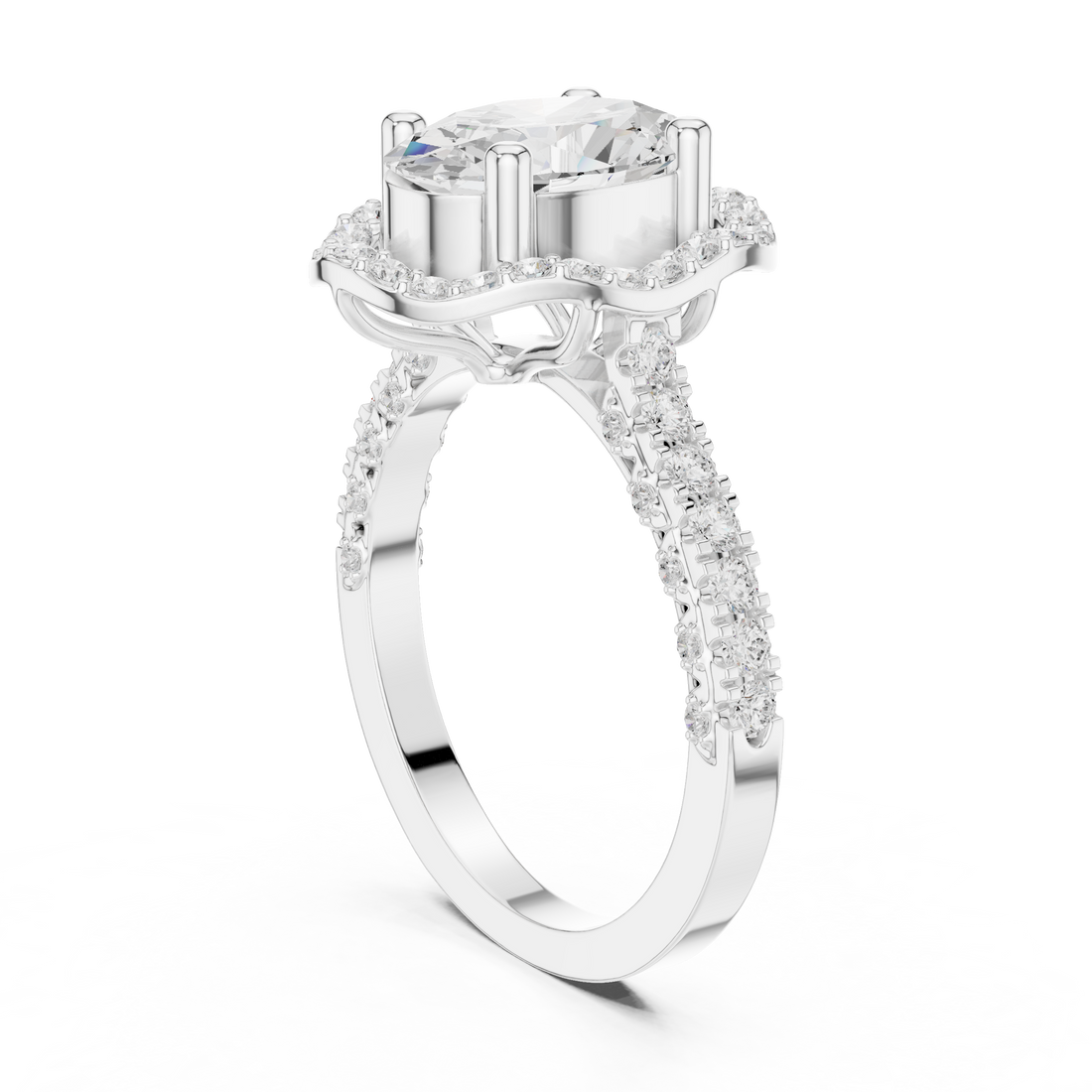 DDLR-410 - Halo Oval Ring - White Gold