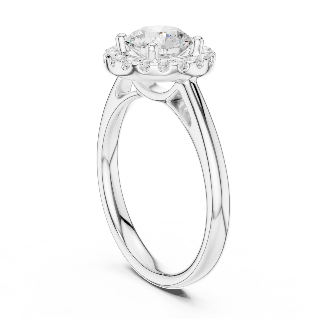 DDLR-632 - Halo Round Ring - White Gold