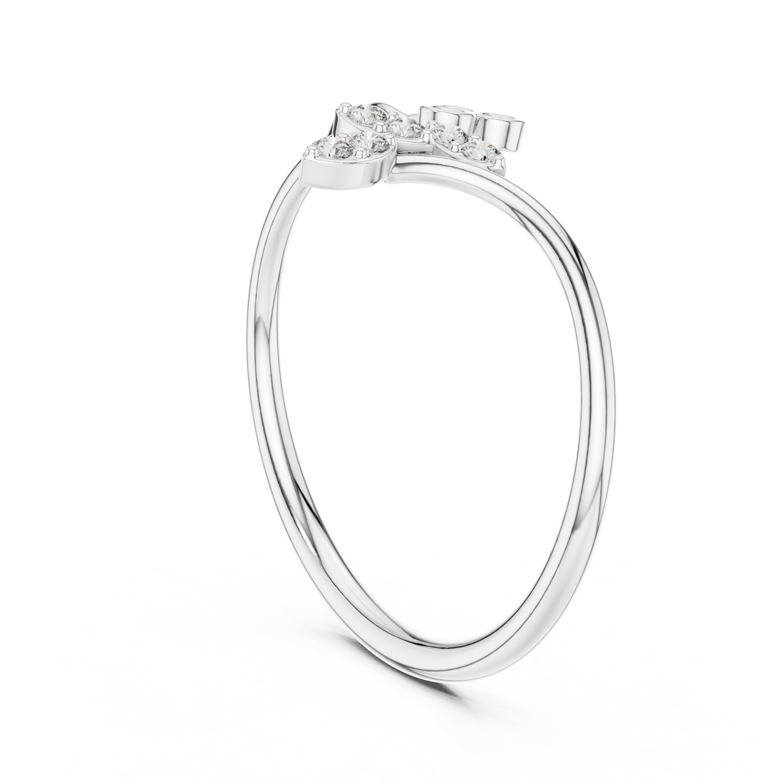 1 (157) - Fashion Round Ring - White Gold