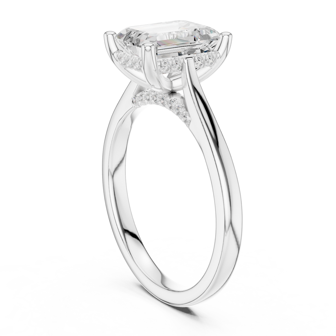 DDLR-984 - Solitaire Emerald Ring - White Gold