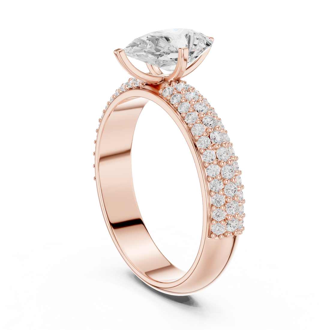 DDLR-1086 - Solitaire Pear Ring - White Gold