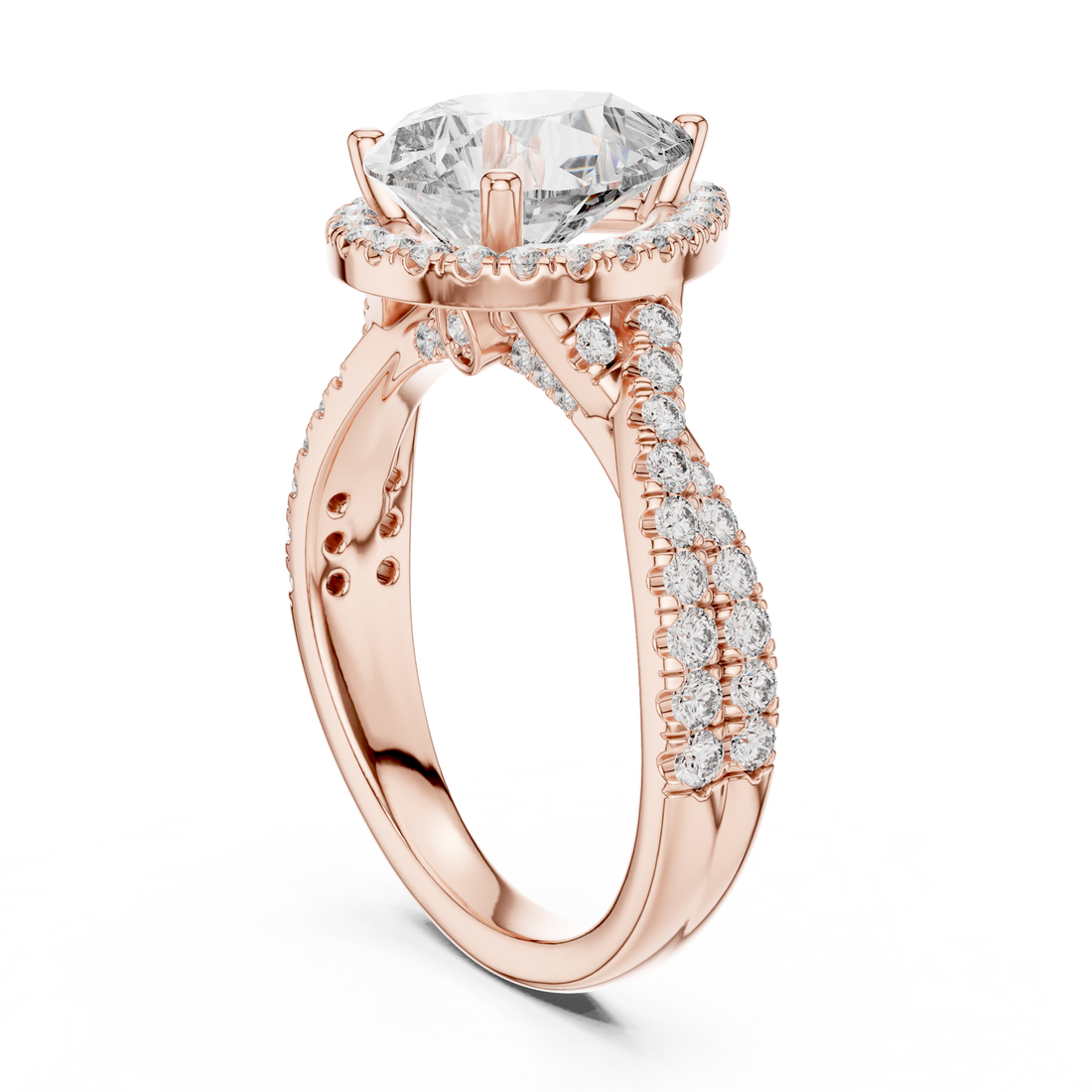 DDLR-173 - Halo Pear Ring - White Gold