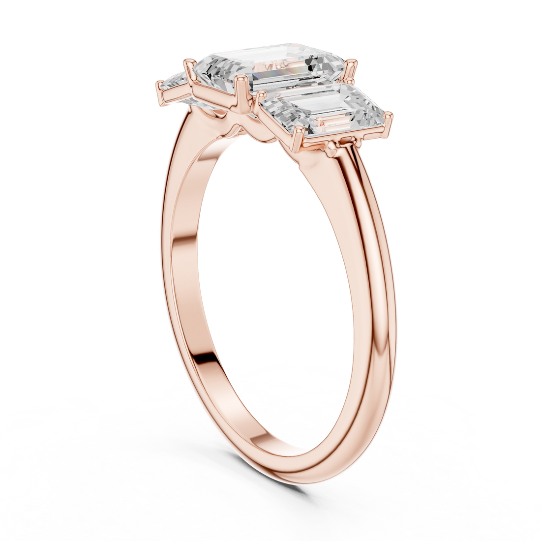 DDLR-1073 - Three Stone Emerald Ring - White Gold