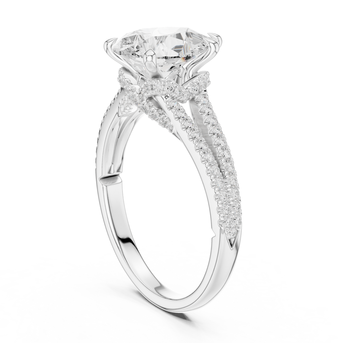 DDLR-252 - PEAR - Split Shank Pear Ring - White Gold