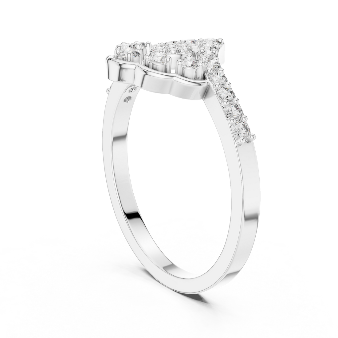 ALR-164 - Fashion Round Ring - White Gold