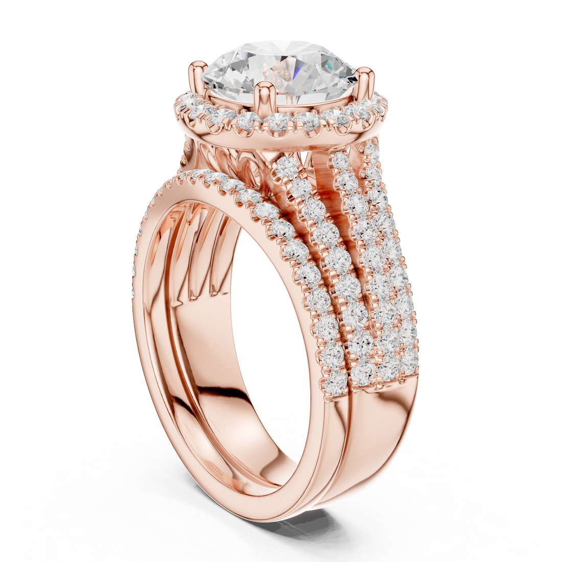 DDLR-289 - Halo Round Ring - White Gold