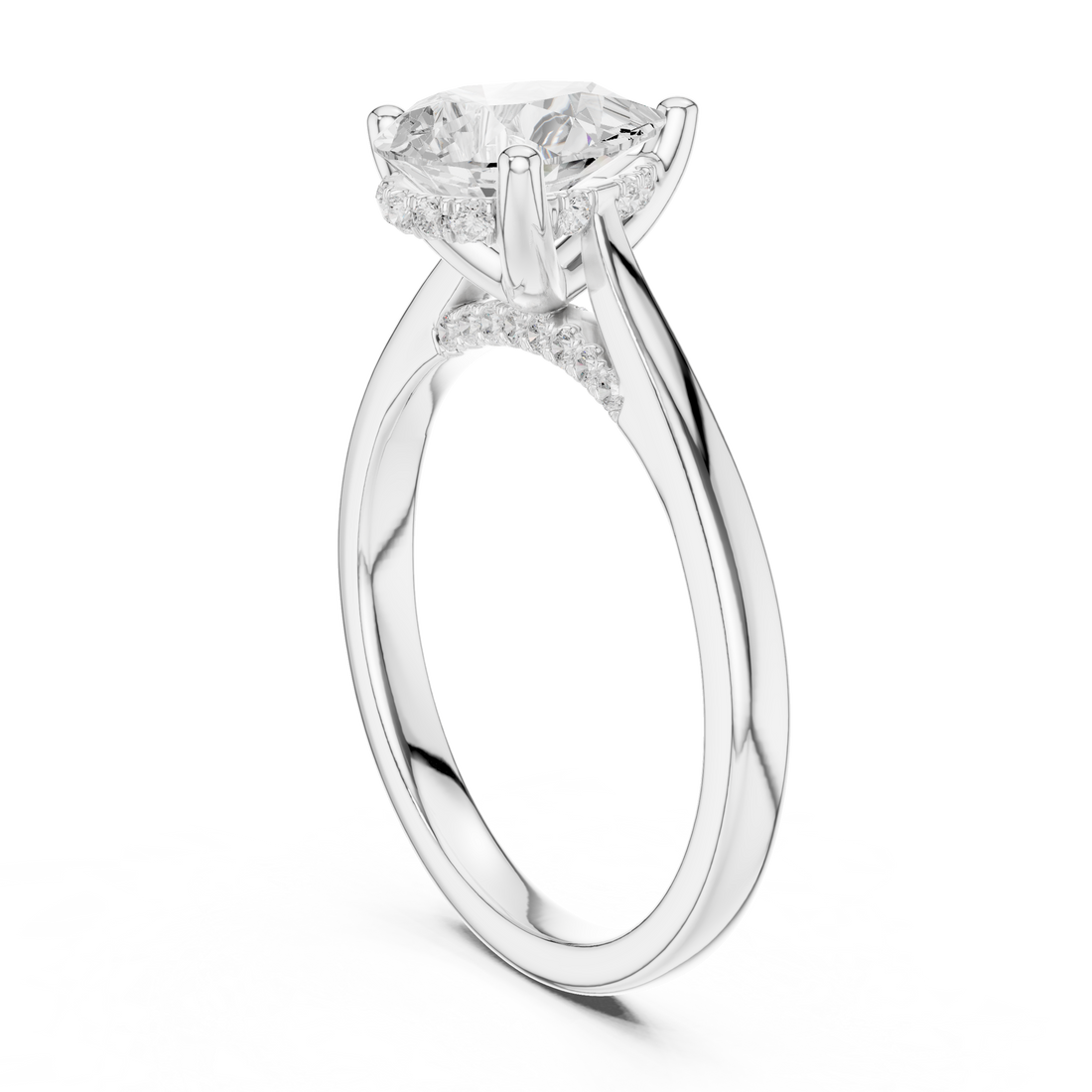 DDLR-987 - Solitaire Pear Ring - White Gold