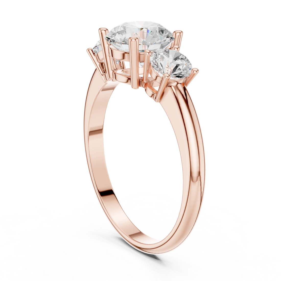 DDLR-1099 - Three Stone Round Ring - White Gold