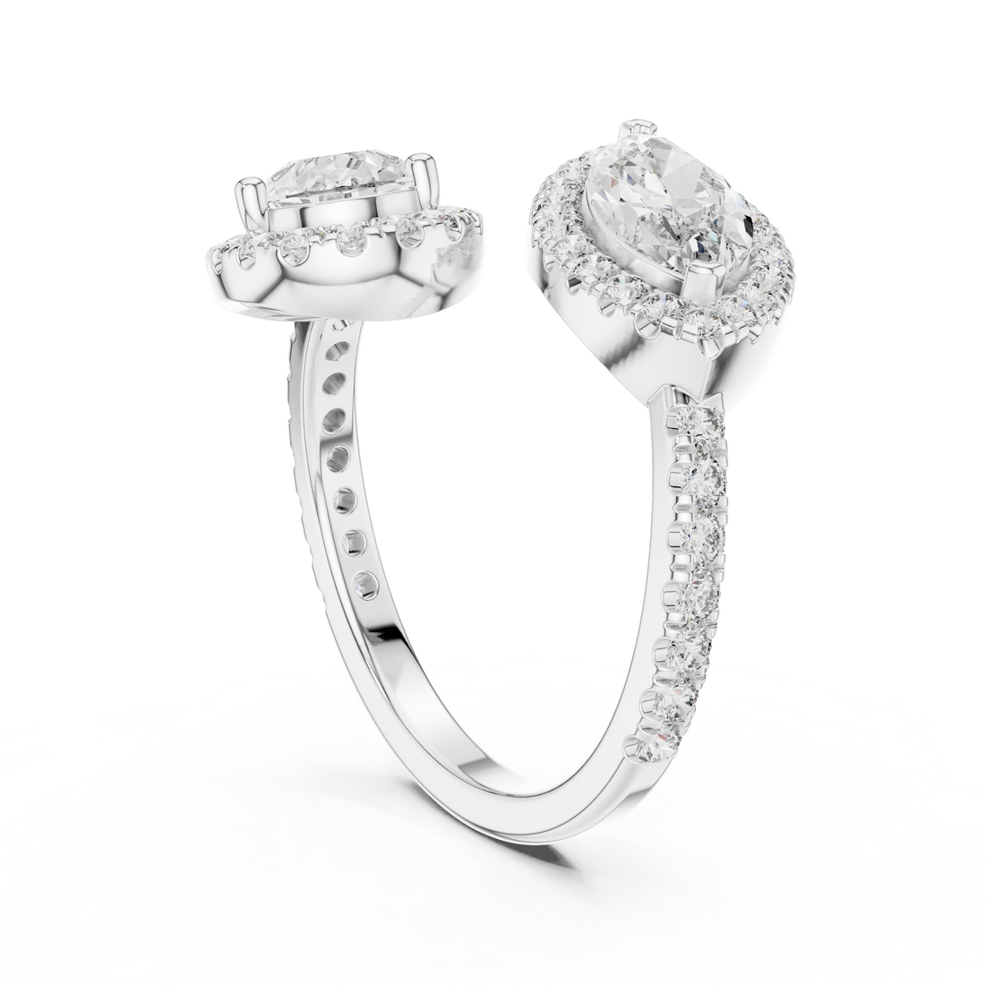 9#10007L_14 - Bypass Mixed Ring - White Gold
