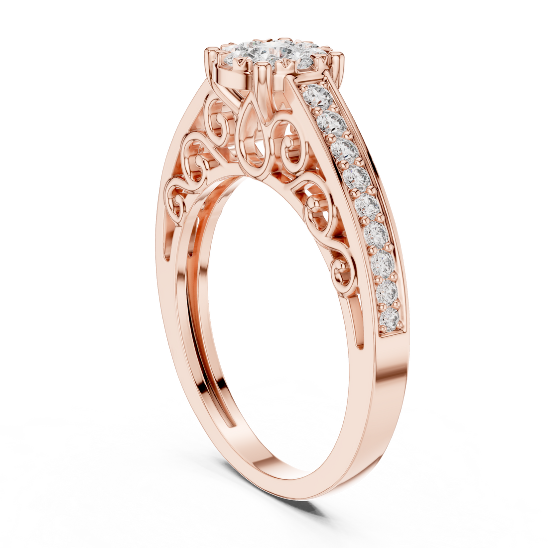 19#120029L - Fashion Round Ring - White Gold