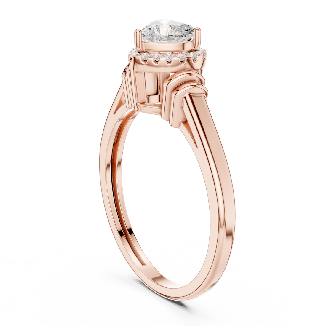 DDLR-399 - Halo Heart Ring - White Gold