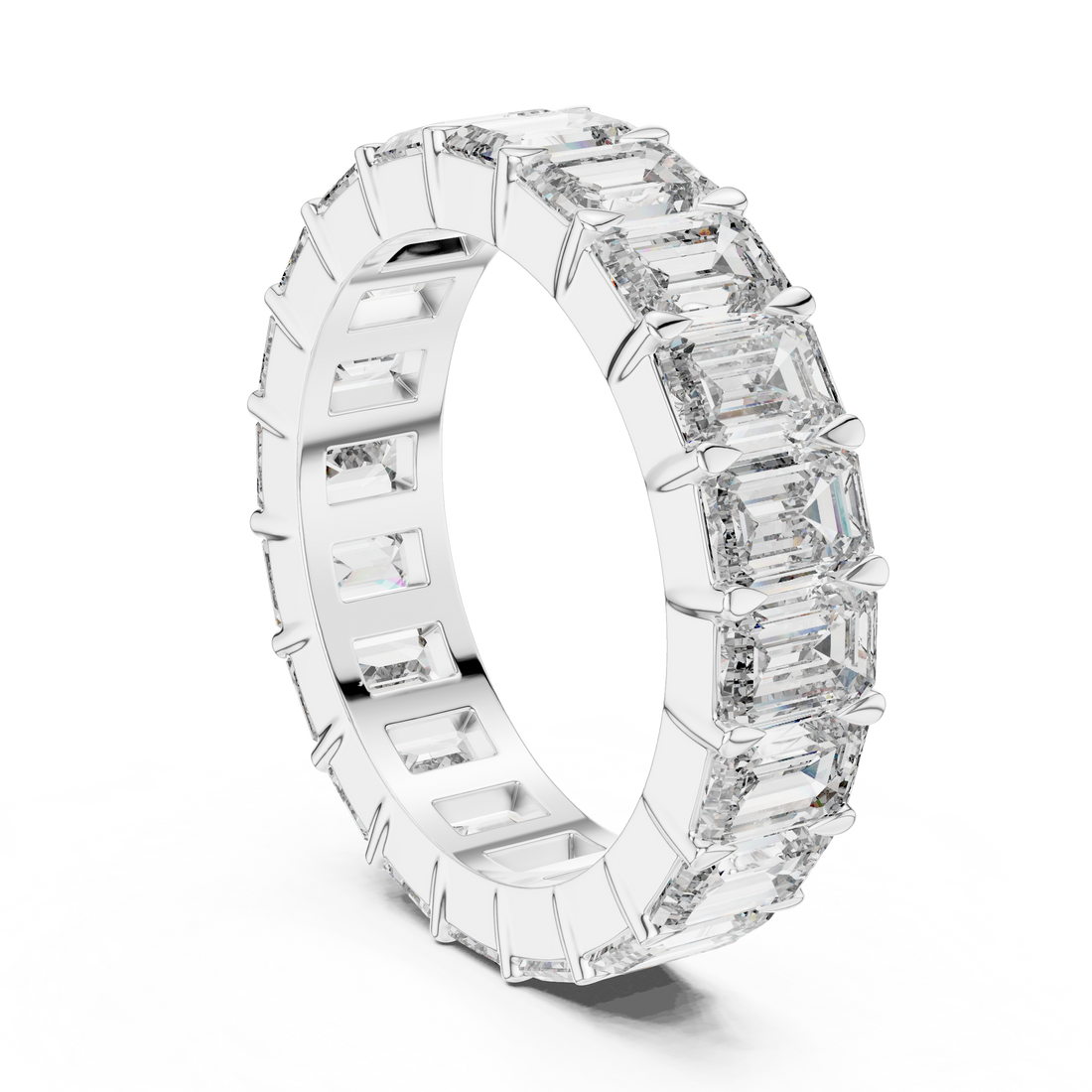 LR-0042 - Eternity Emerald Ring - White Gold