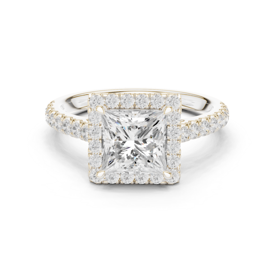 Halo Ring - Princess | DDLR-118-PR - White Gold