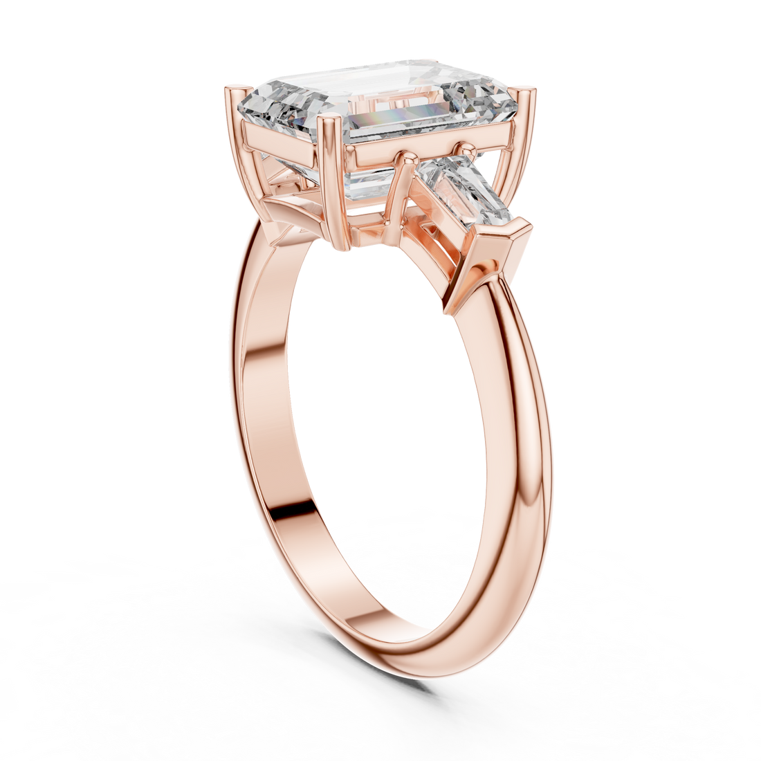 DDLR-197 - Three Stone Emerald Ring - White Gold