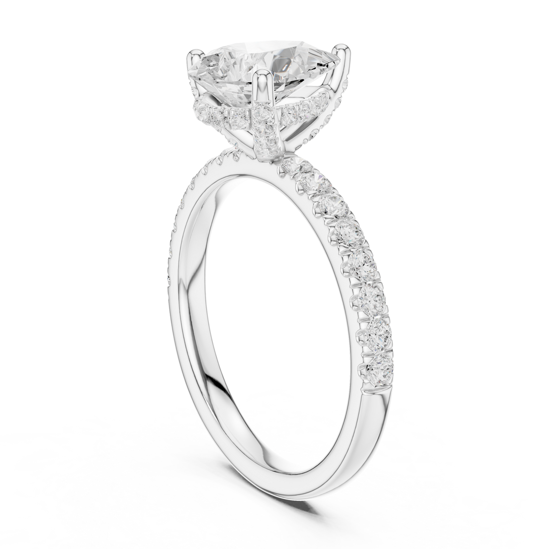 DDLR-161-PE - Solitaire Pear Ring - White Gold