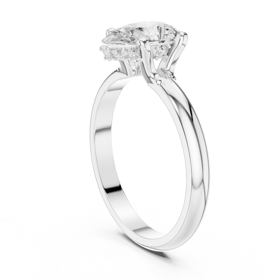 DDLR-1059 - Solitaire Pear Ring - White Gold