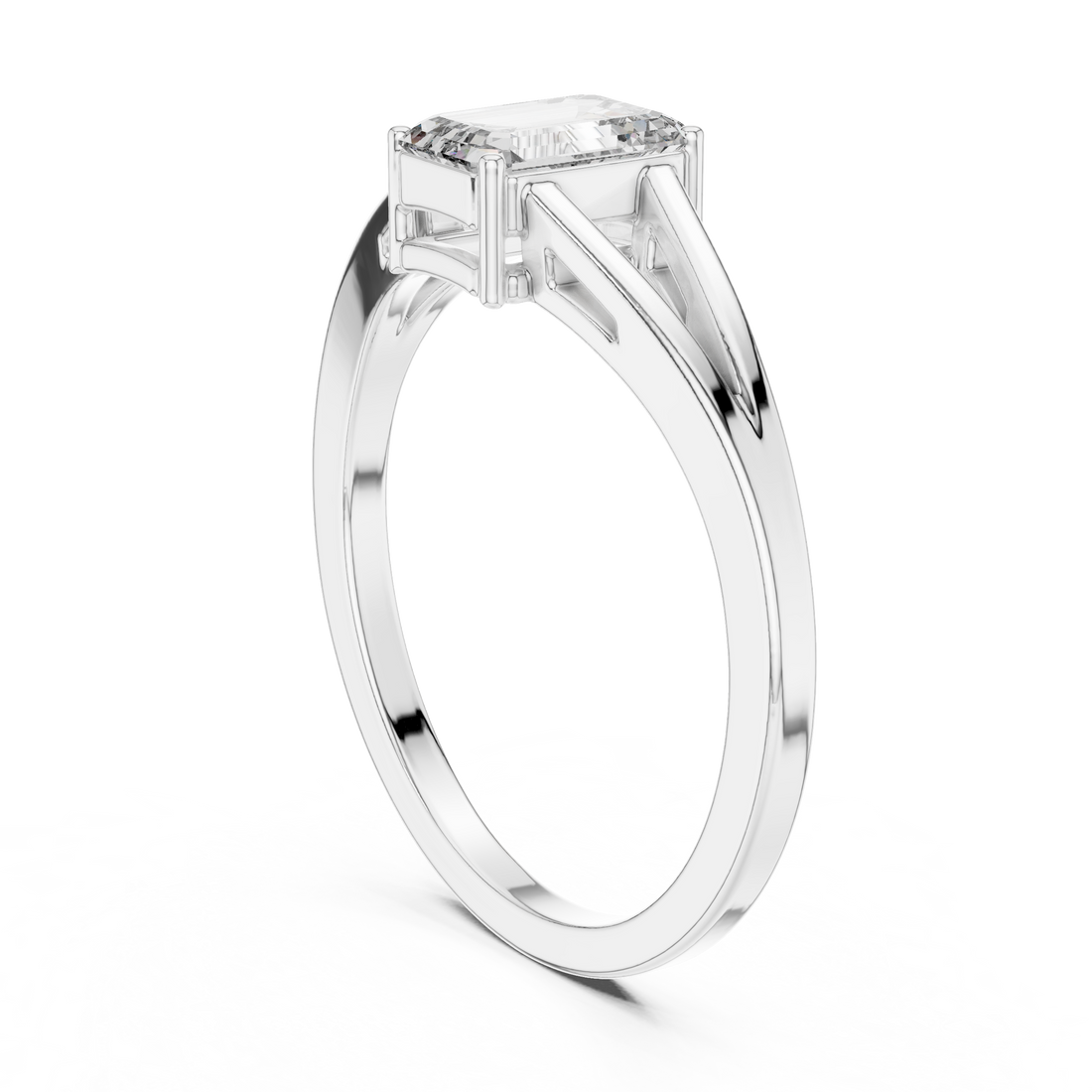 AVBLR-128 - Split Shank Emerald Ring - White Gold