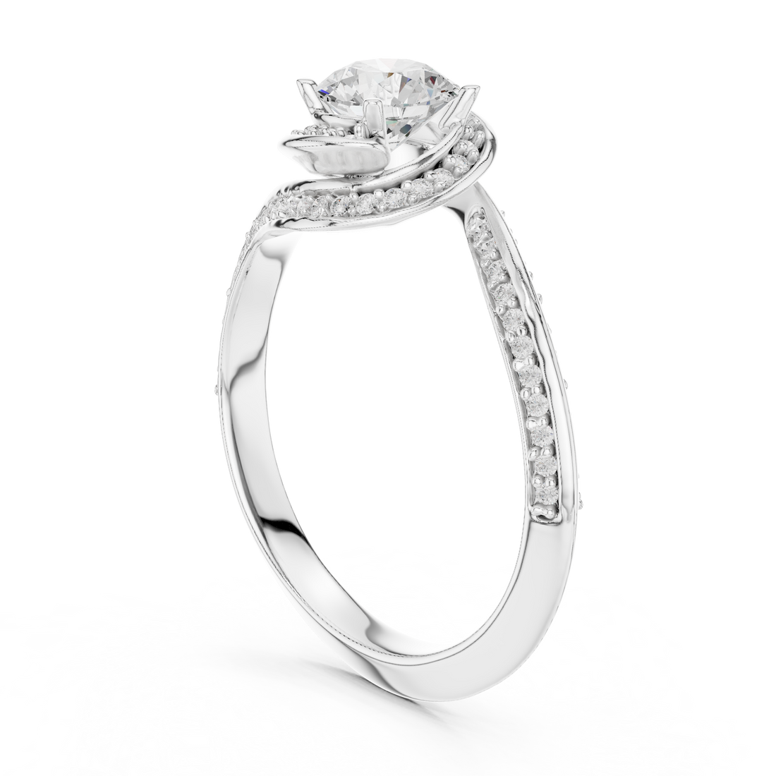 LR-0279 - Bypass Round Ring - White Gold