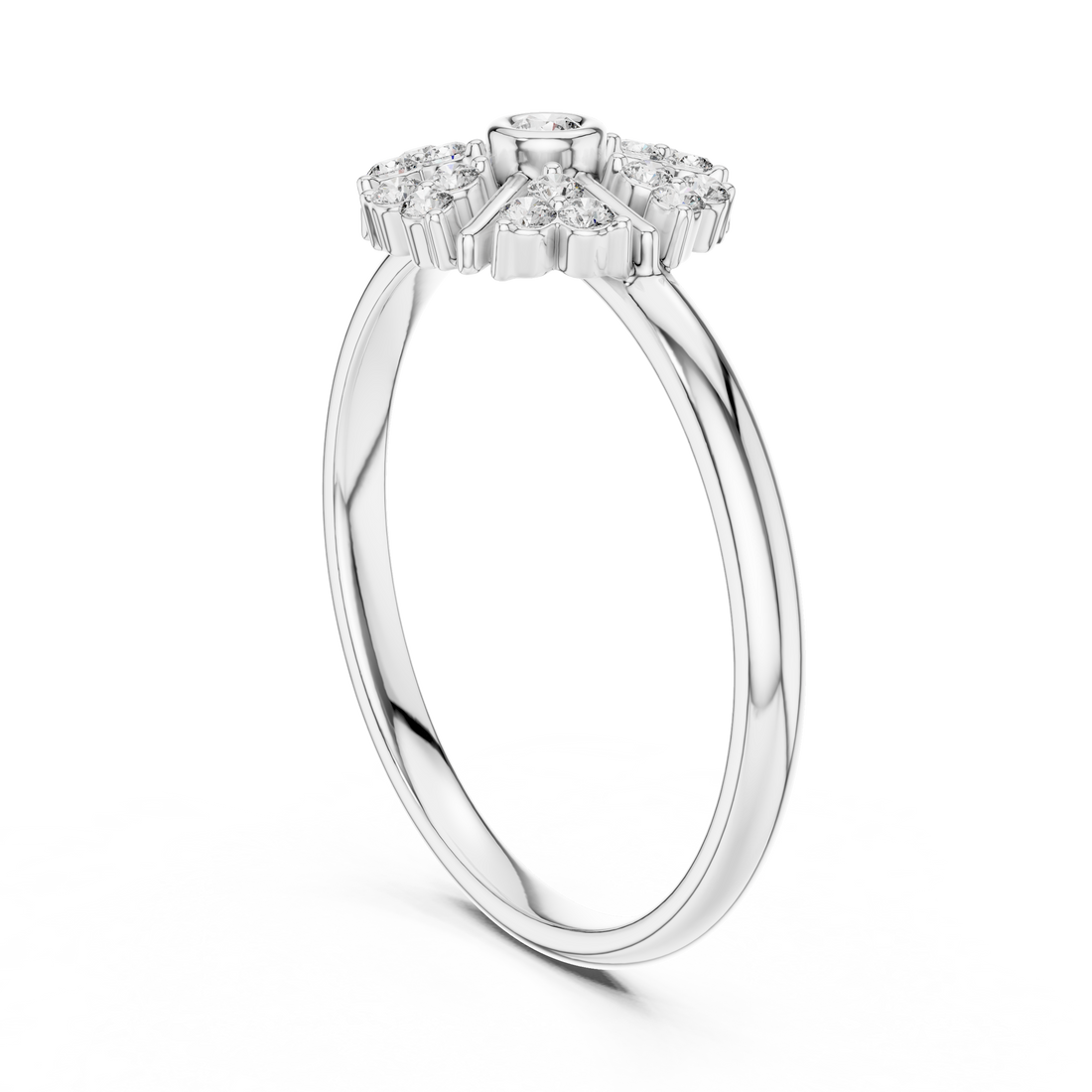 1 (413) - Fashion Round Ring - White Gold