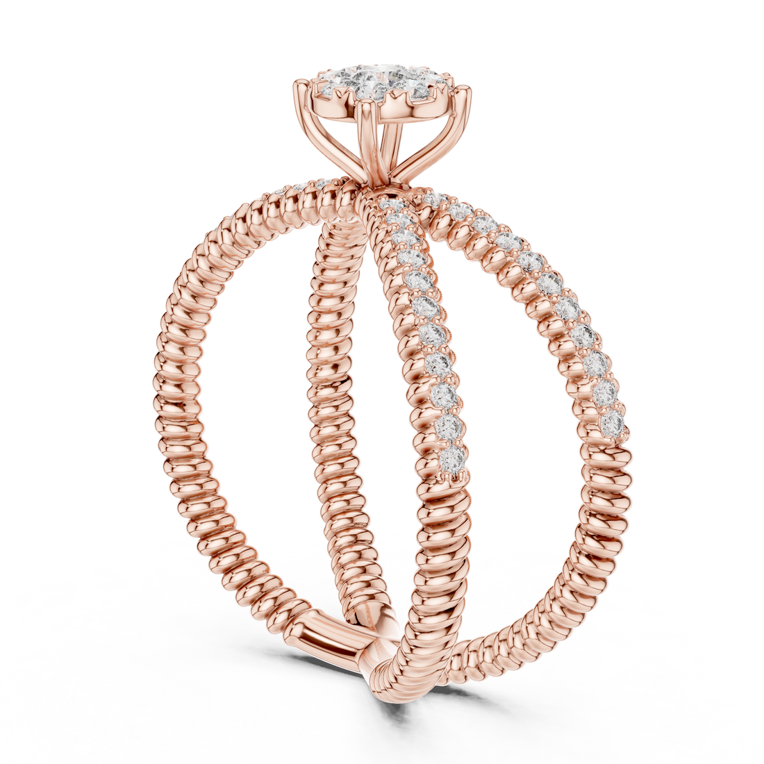 19#120041L - Bypass Round Ring - White Gold