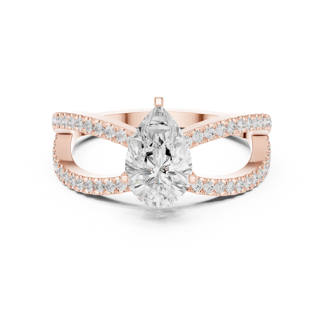 Split Shank Ring - Pear | DDLR-1092 - Rose Gold