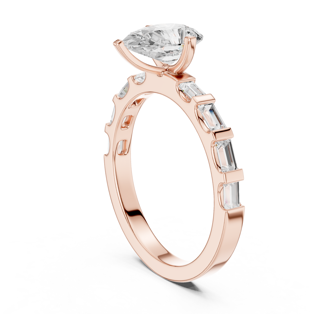 DDLR-1095 - Solitaire Pear Ring - White Gold