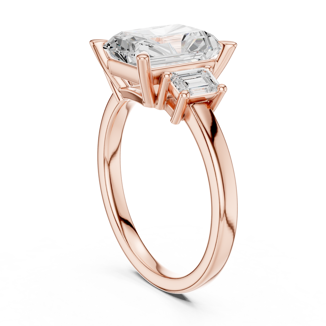 DDLR-286 - Three Stone Radiant Ring - White Gold
