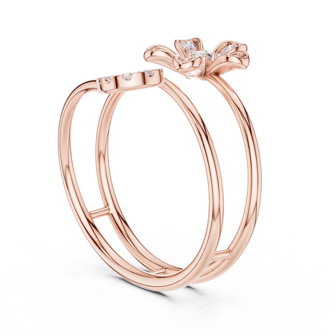 1 (231) - Fashion Round Ring - White Gold