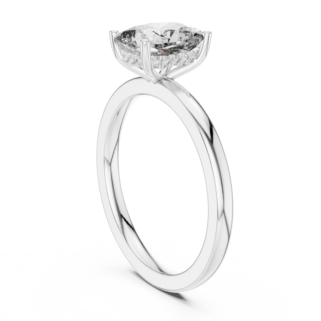 9#10037L_SS12 - Solitaire Cushion Ring - White Gold