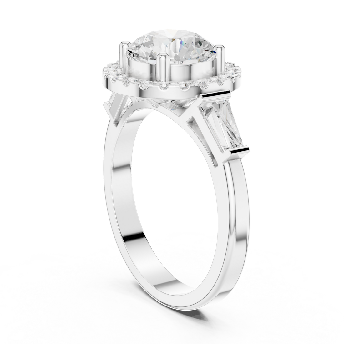 DDLR-342 - Halo Round Ring - White Gold