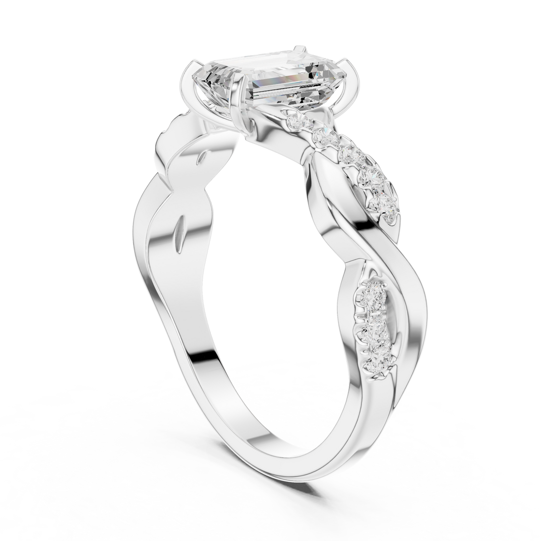 DDLR-1071 - Solitaire Emerald Ring - White Gold