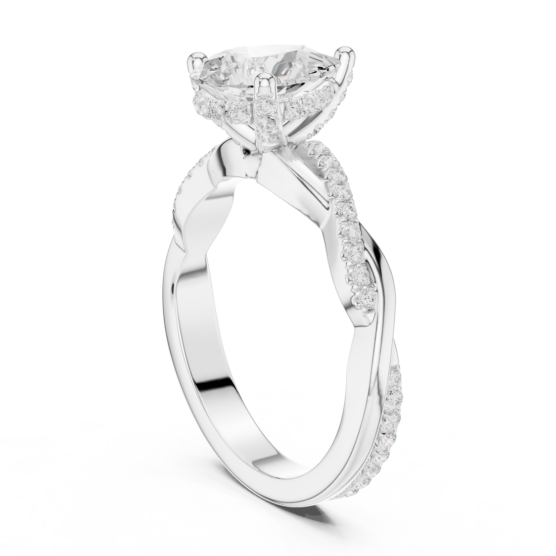 DDLR-160-PE - Solitaire Pear Ring - White Gold