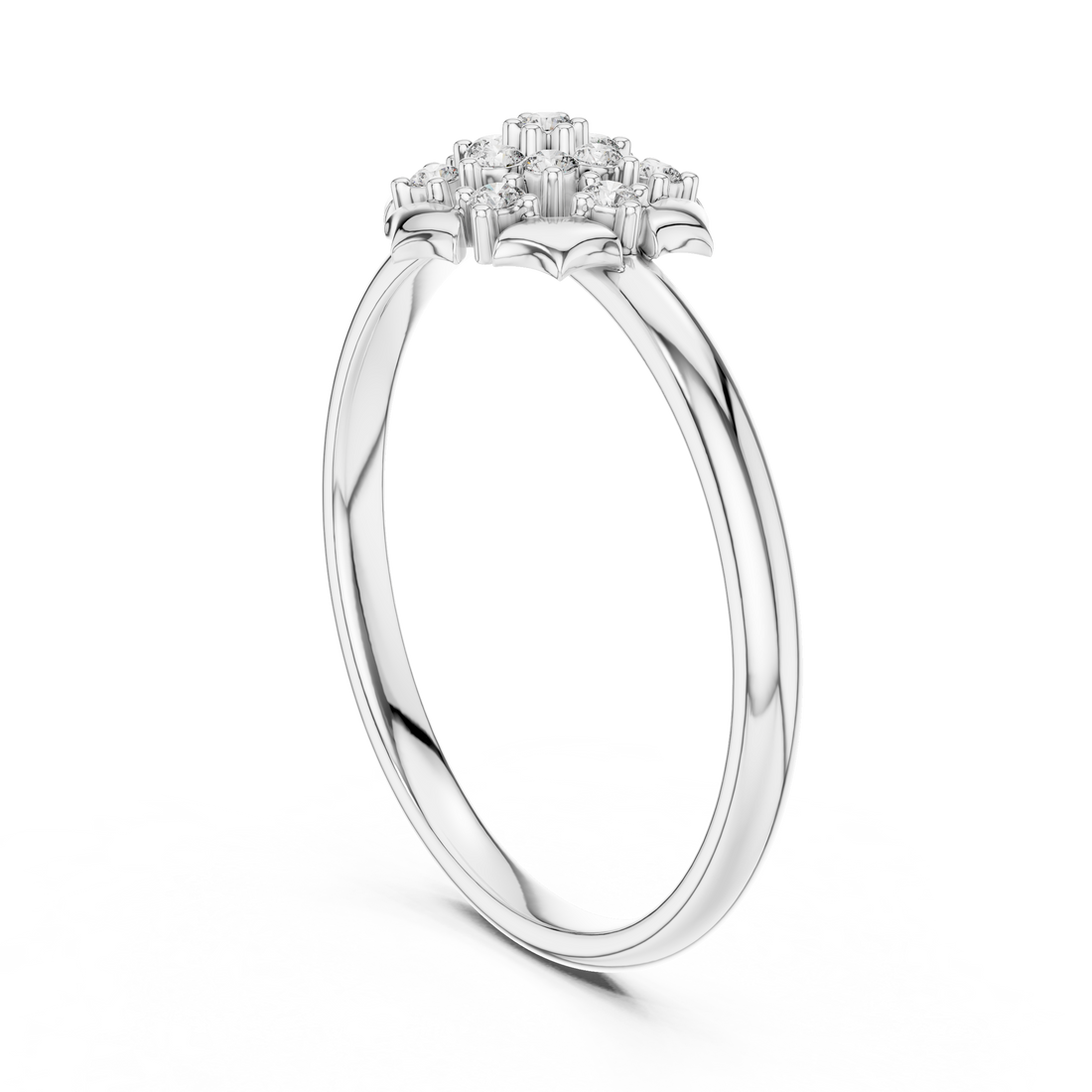 1 (416) - Fashion Round Ring - White Gold
