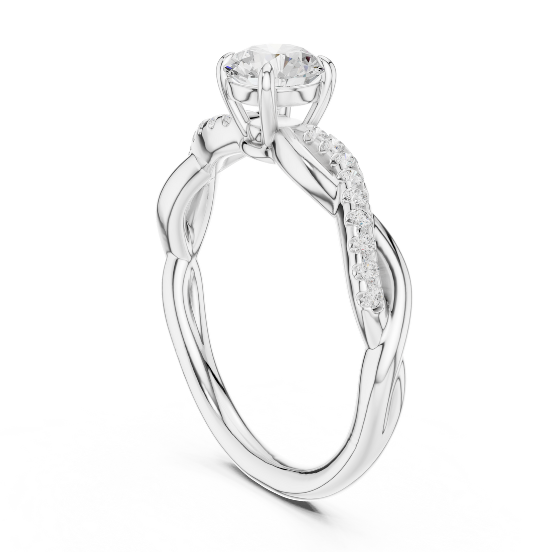 DDLR-589 - Solitaire Round Ring - White Gold