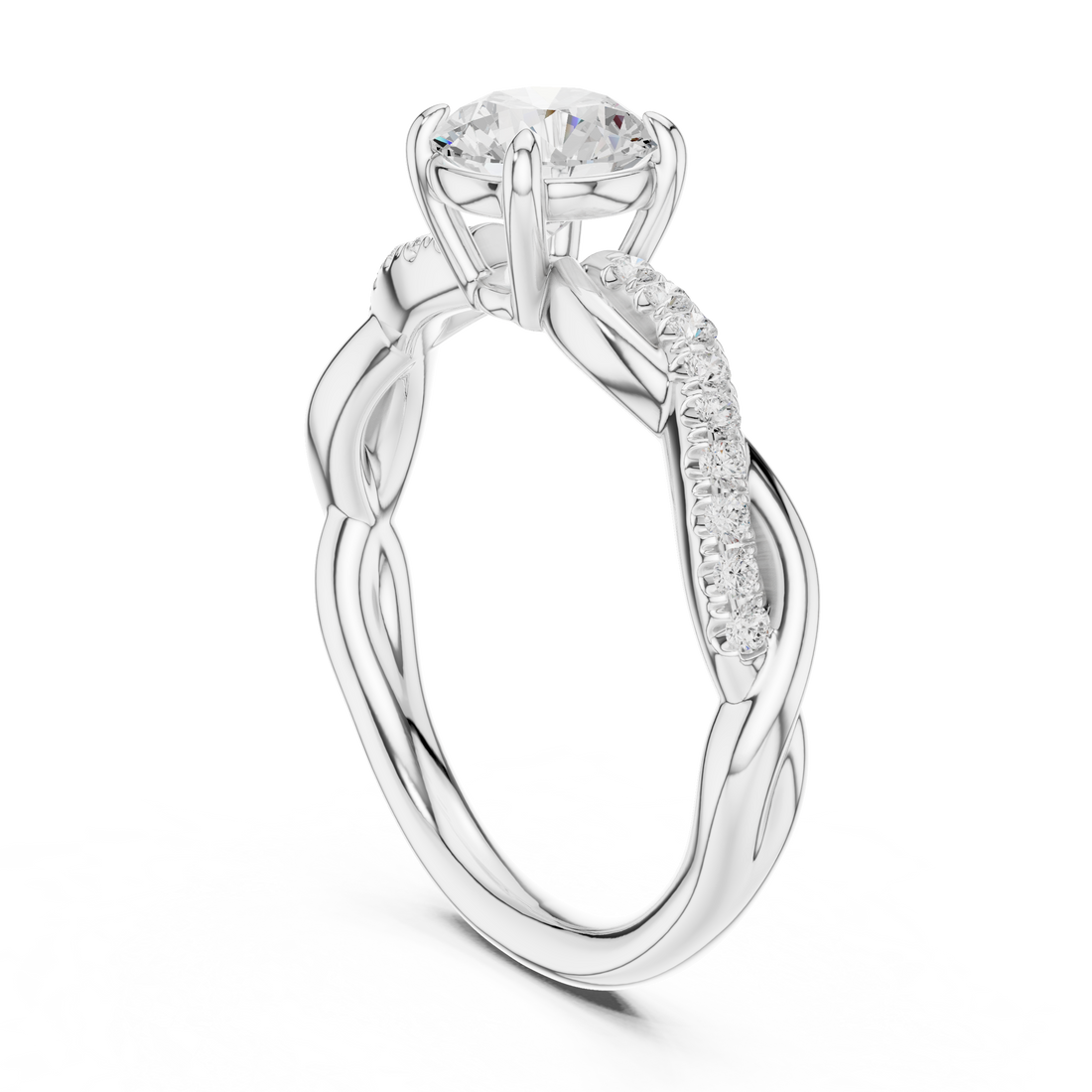 DDLR-641 - Solitaire Round Ring - White Gold
