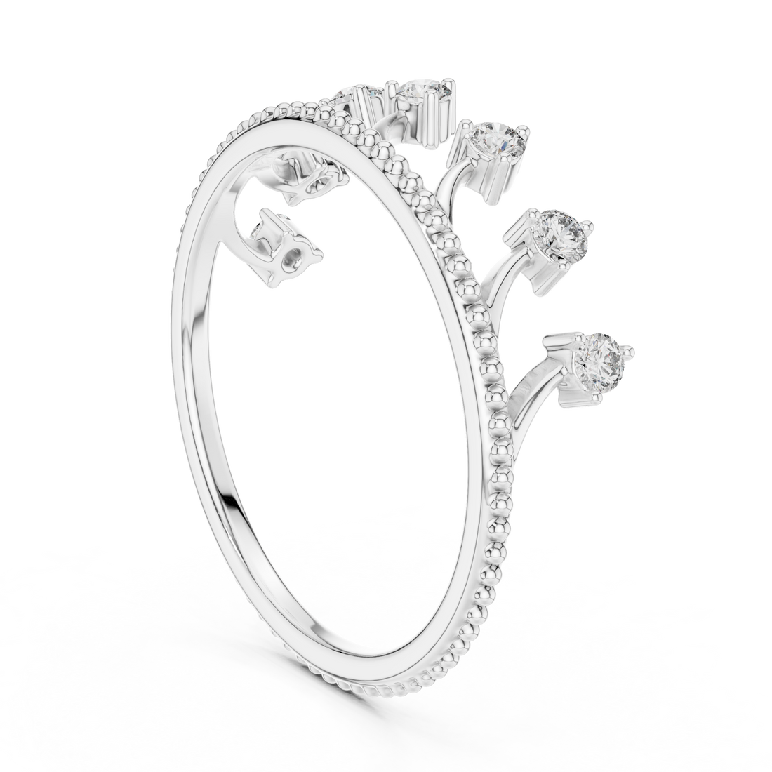 1 (237) - Fashion Round Ring - White Gold