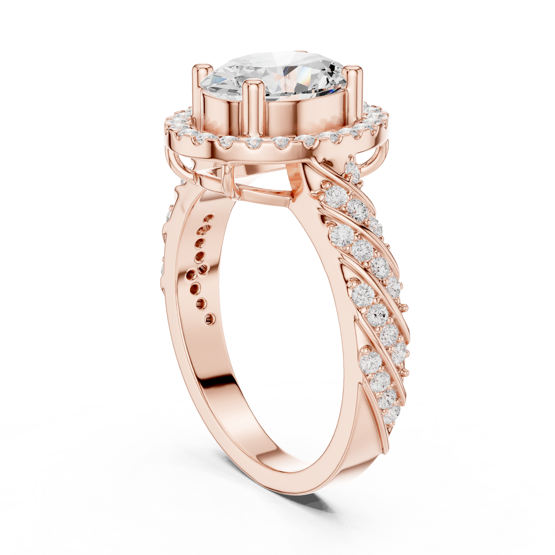 DDLR-414 - Halo Oval Ring - White Gold