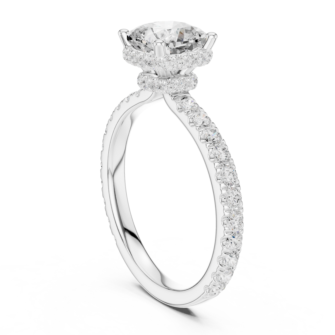 DDLR-873 - Solitaire Cushion Ring - White Gold