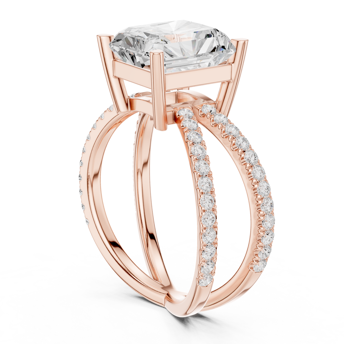 25 RA - Split Shank Radiant Ring - White Gold