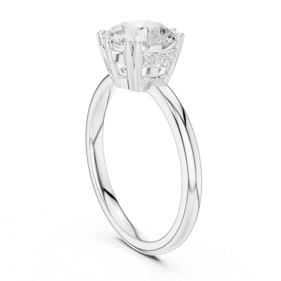 DDLR-931 - Solitaire Round Ring - White Gold